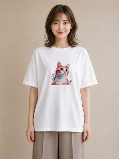 プリントTシャツ レディース スフィンクス 猫 ねこ イラスト ラフ 週末コーデ 敬老の日 白T YMAZO