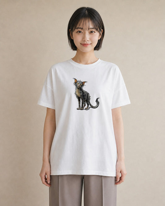 グラフィックTシャツ レディース ソマリ 猫 ねこ イラスト 休日コーデ カフェ服 クリスマス 白T YMAZO