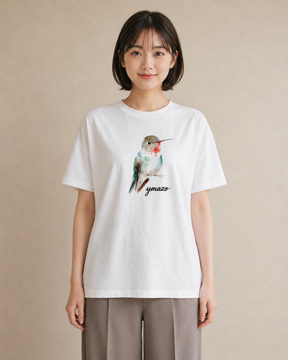 デザインTシャツ レディース シマエナガ しまえなが 動物 アニマル イラスト ラフカジュアル 秋コーデ おしゃれギフト 白T YMAZO