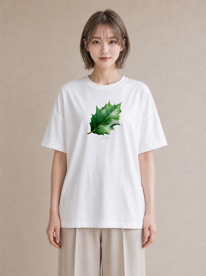 半袖Tシャツ レディース 葉っぱ 植物 ボタニカル イラスト ヴィンテージ風 通学 誕生日プレゼント 白T YMAZO
