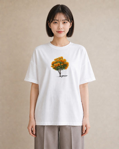 Tシャツ レディース 金木犀 花 花柄 イラスト 淡色 女子会 お揃い 白T YMAZO