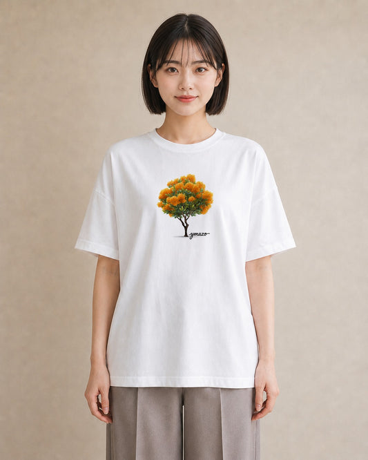 Tシャツ レディース 金木犀 花 花柄 イラスト 淡色 女子会 お揃い 白T YMAZO