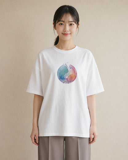 Tシャツ レディース 双子座 星空 宇宙 イラスト 普段使い カフェ巡り 女子会 白T YMAZO