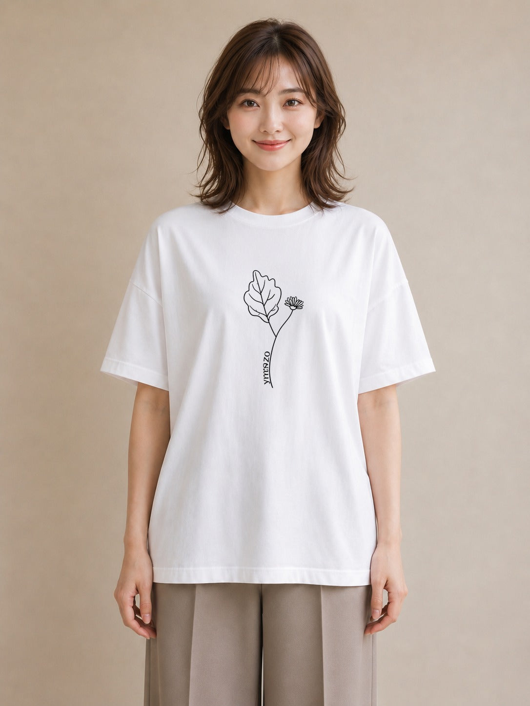 Tシャツ レディース 小花 花 フラワー イラスト レトロ 親子 20代 白T YMAZO