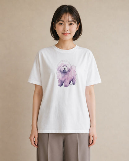 グラフィックTシャツ レディース ビションフリーゼ 犬 いぬ イラスト 北欧風 女子会 お揃い 白T YMAZO