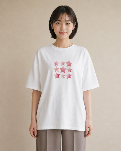 デザインTシャツ レディース 魚座 星空 宇宙 イラスト こなれ感 お揃い 親子 白T YMAZO