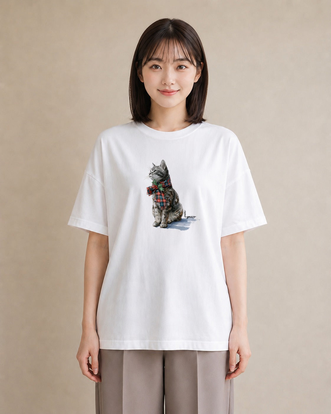 Tシャツ レディース アメリカンショートヘア 猫 ねこ イラスト 夏コーデ 通学 白T YMAZO
