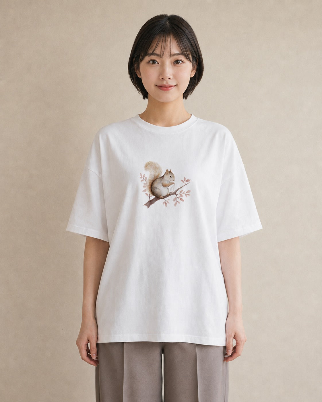 プリントTシャツ レディース シマリス ペット 動物 イラスト ポップ 買い物 夏コーデ 白T YMAZO