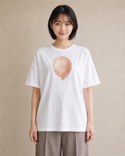 プリントTシャツ レディース 気球 星空 宇宙 イラスト ナチュラル デート 帰省 白T YMAZO