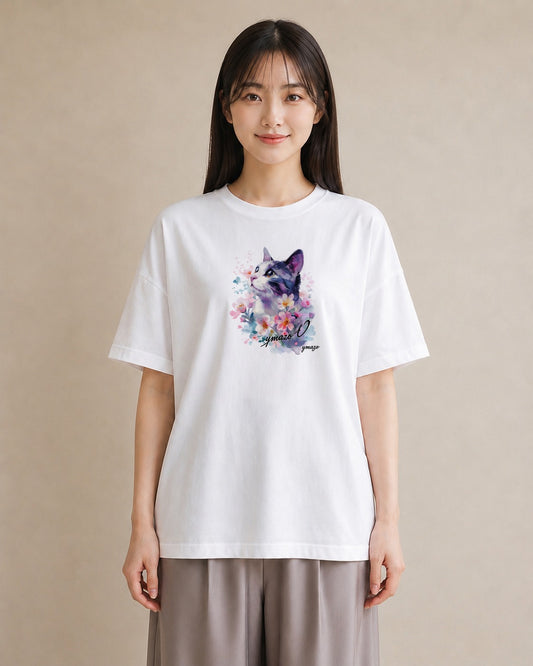半袖Tシャツ レディース 三毛猫 みけねこ 三毛 猫 ねこ イラスト 旅行 母娘コーデ 白T YMAZO
