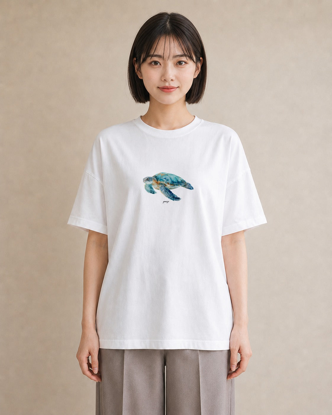 プリントTシャツ レディース ゼニガメ ペット 動物 イラスト ヴィンテージ風 通学 誕生日プレゼント 白T YMAZO
