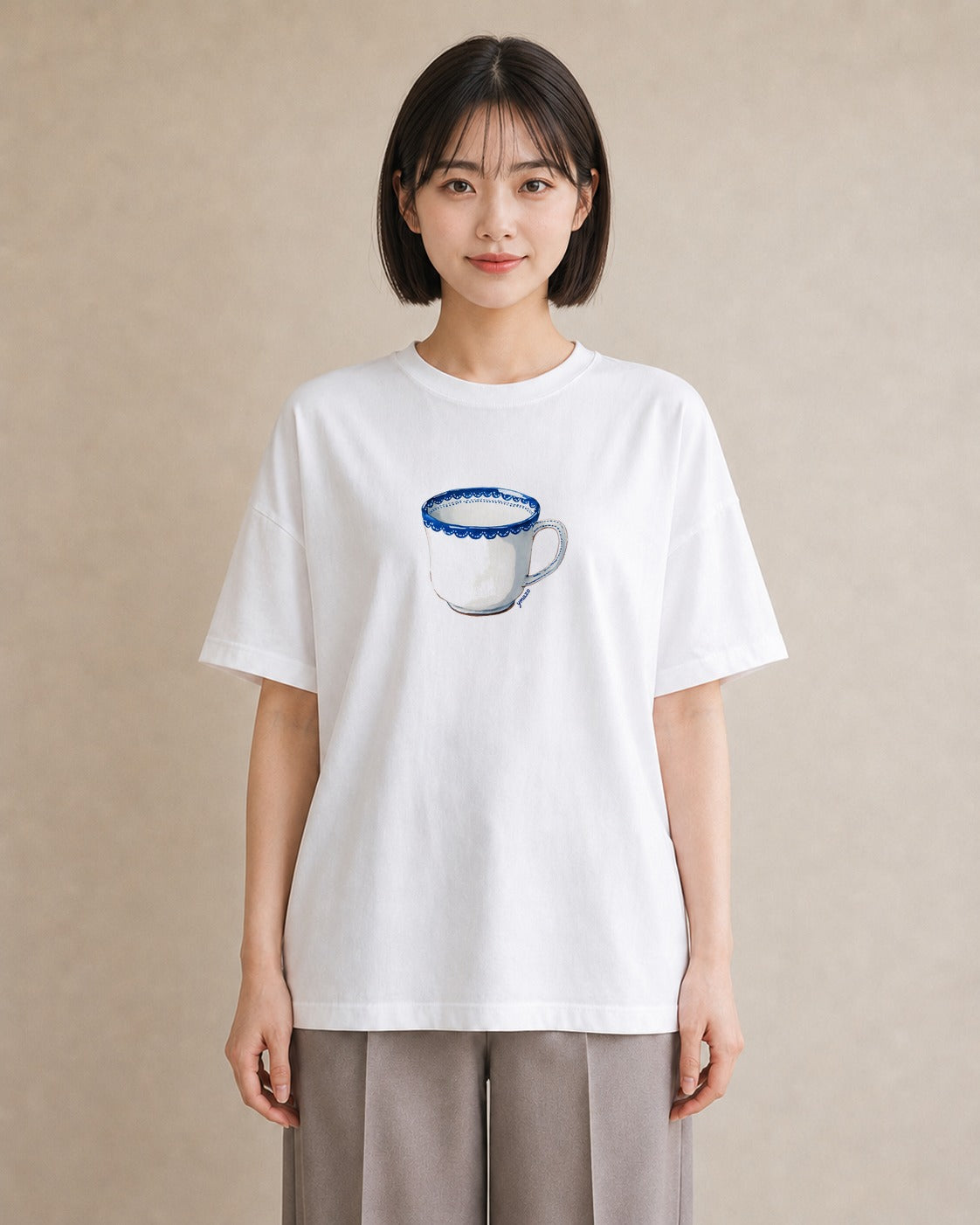 グラフィックTシャツ レディース カフェオレ 食べ物 フード イラスト シック お出かけ 普段着 白T YMAZO