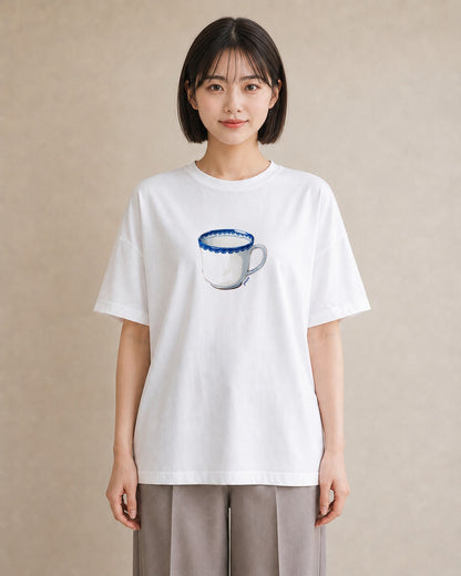 グラフィックTシャツ レディース カフェオレ 食べ物 フード イラスト シック お出かけ 普段着 白T YMAZO