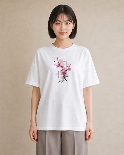 Tシャツ レディース さくら 桜 サクラ 花 花柄 イラスト ボタニカル 女性向けギフト 散歩 白T YMAZO