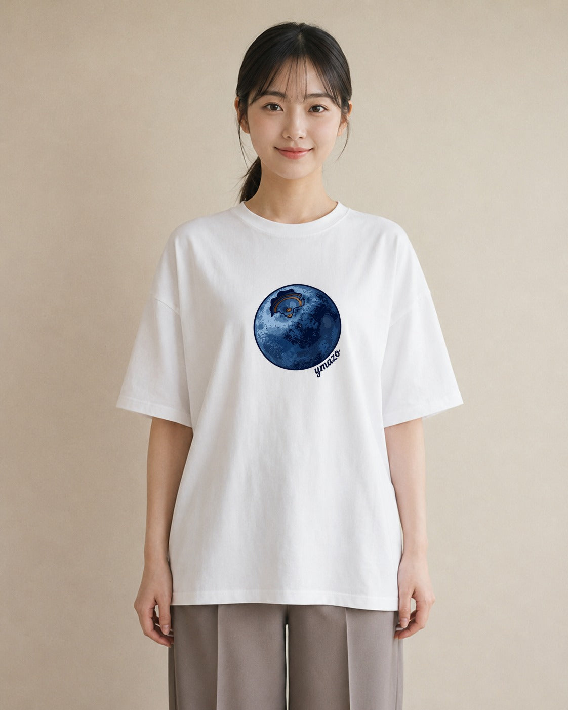 プリントTシャツ レディース ブルーベリー 食べ物 フード イラスト 水彩風 社会人 女性 白T YMAZO