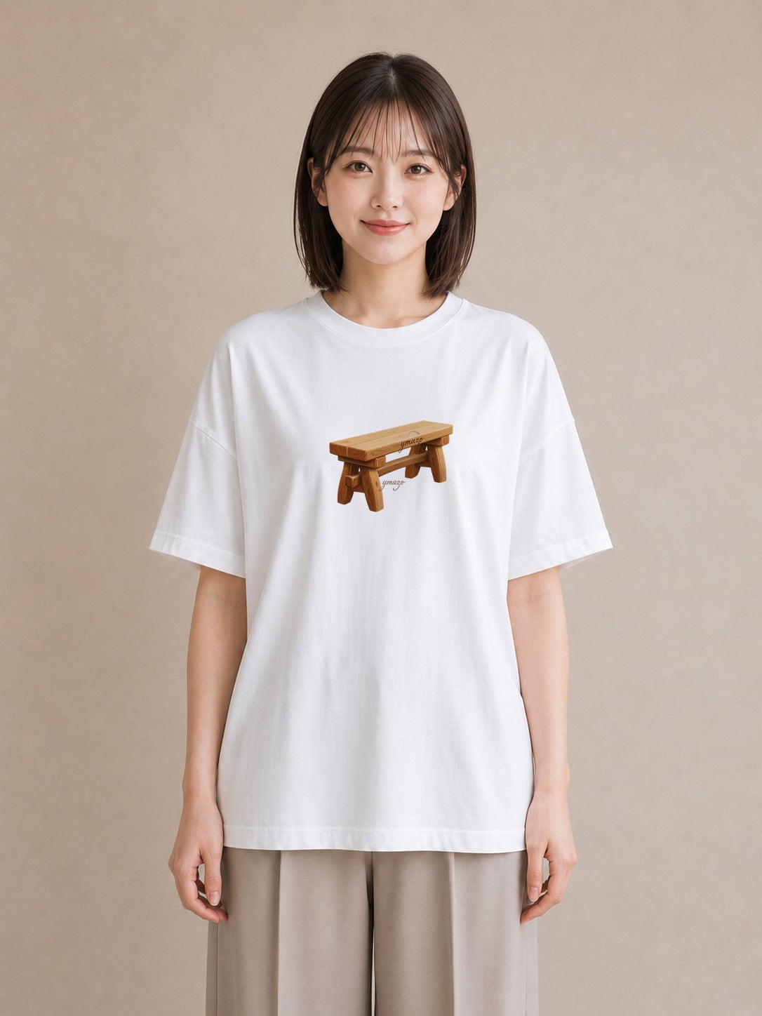 プリントTシャツ レディース 雨上がりのベンチ ベンチ ナチュラル アンティーク イラスト モード 春コーデ 姉妹 白T YMAZO