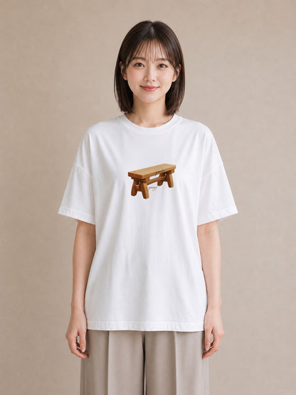 プリントTシャツ レディース 雨上がりのベンチ ベンチ ナチュラル アンティーク イラスト モード 春コーデ 姉妹 白T YMAZO