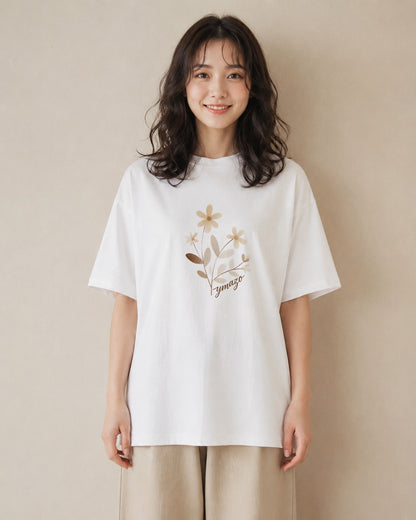 Tシャツ レディース カスミソウ かすみ草 花 花柄 イラスト 普段使い デイリーウェア 休日 白T