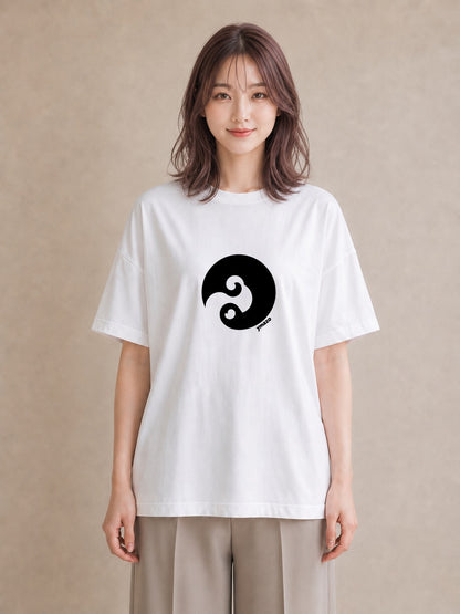プリントTシャツ レディース 扇子 そよ風 ナチュラル アンティーク イラスト ユニーク カフェ服 クリスマス 白T YMAZO