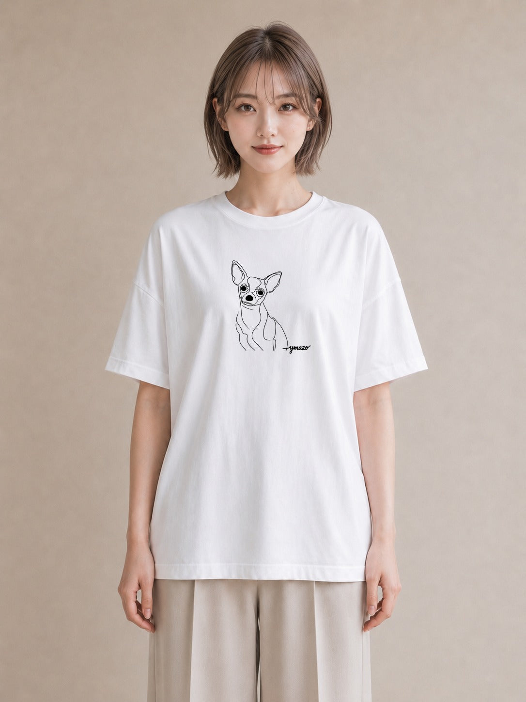 グラフィックTシャツ レディース 犬 いぬ わんこ イラスト 普段使い 社会人 女性 白T YMAZO