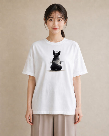 Tシャツ レディース いぬ 犬 ワンコ イラスト 韓国風 レイヤード 友達ギフト 白T YMAZO
