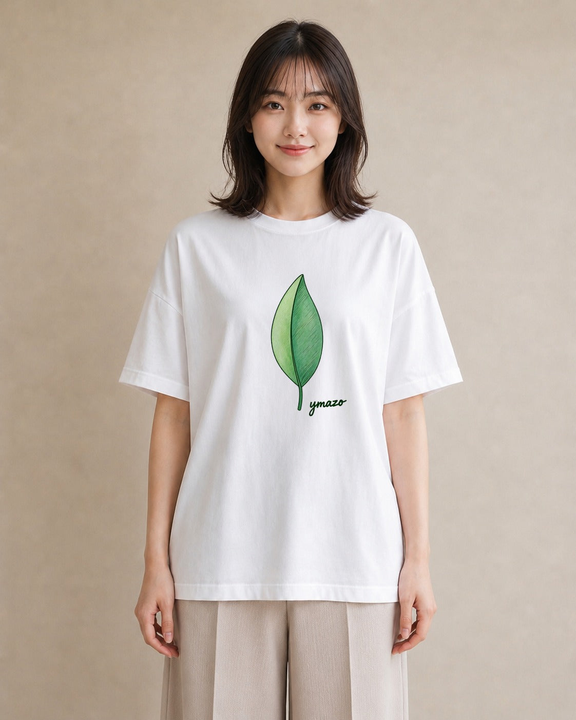 グラフィックTシャツ レディース 扇子 そよ風 ナチュラル アンティーク イラスト ペアコーデ 秋コーデ 白T YMAZO