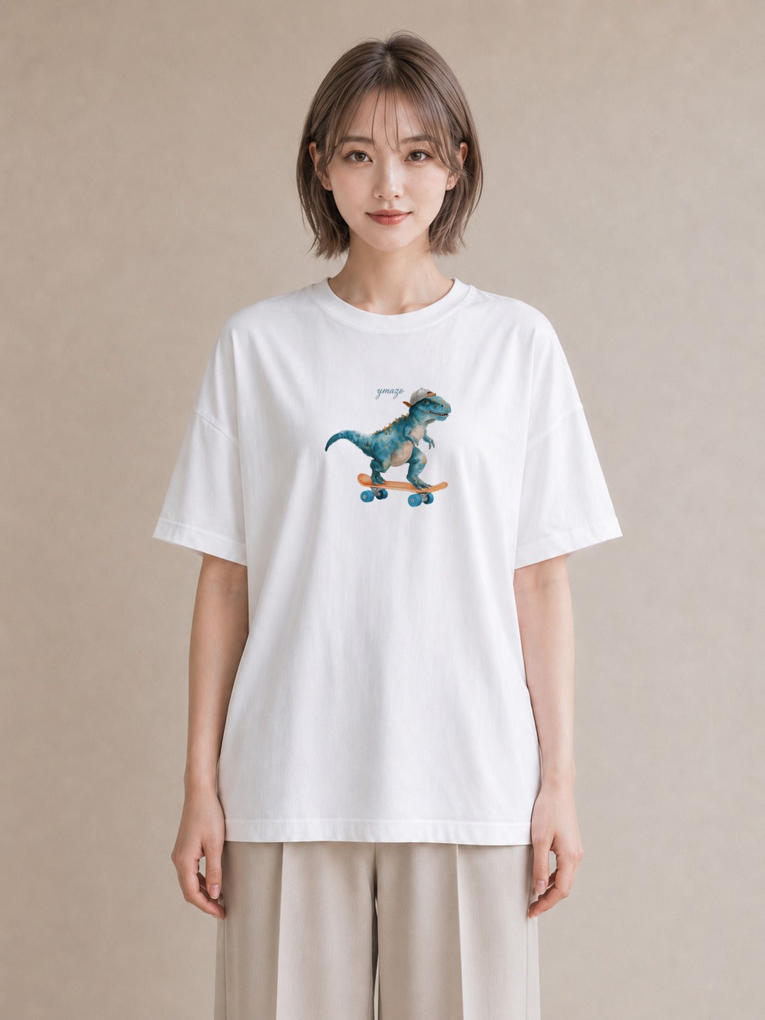 デザインTシャツ レディース ヤモリ ペット 動物 イラスト 淡色 ペアコーデ 秋コーデ 白T YMAZO
