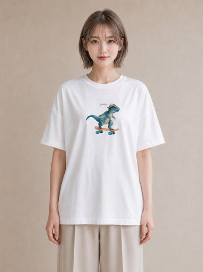 デザインTシャツ レディース ヤモリ ペット 動物 イラスト 淡色 ペアコーデ 秋コーデ 白T YMAZO