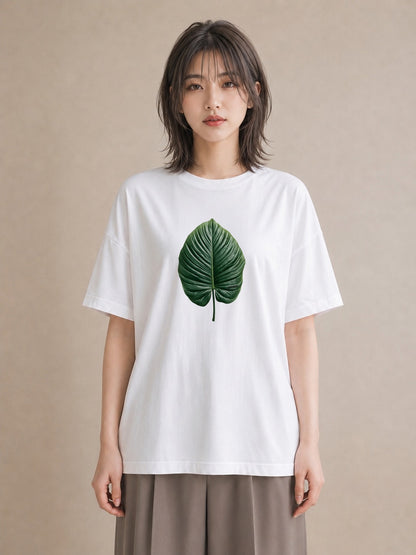 グラフィックTシャツ レディース モンステラ 植物 ボタニカル イラスト 手描き風 敬老の日 ホワイトデー 白T YMAZO
