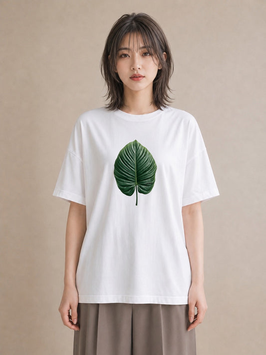 グラフィックTシャツ レディース モンステラ 植物 ボタニカル イラスト 手描き風 敬老の日 ホワイトデー 白T YMAZO