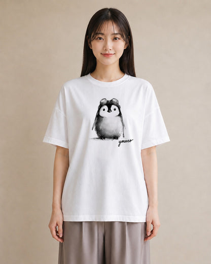 半袖Tシャツ レディース コウテイペンギン 動物 アニマル イラスト 休日コーデ 女性向けギフト 散歩 白T YMAZO