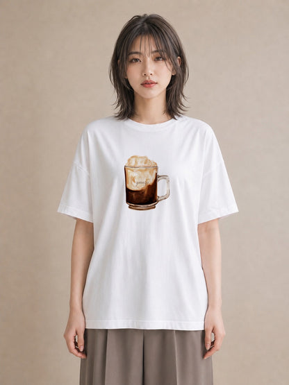 Tシャツ レディース エスプレッソ 食べ物 フード イラスト ガーリー 女性 旅行用 白T YMAZO