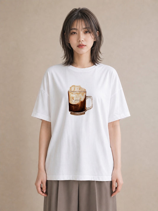 Tシャツ レディース エスプレッソ 食べ物 フード イラスト ガーリー 女性 旅行用 白T YMAZO