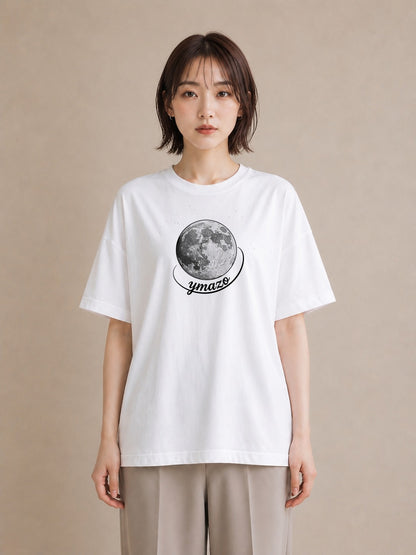 グラフィックTシャツ レディース 月 星空 宇宙 イラスト 旅行コーデ 秋コーデ おしゃれギフト 白T YMAZO