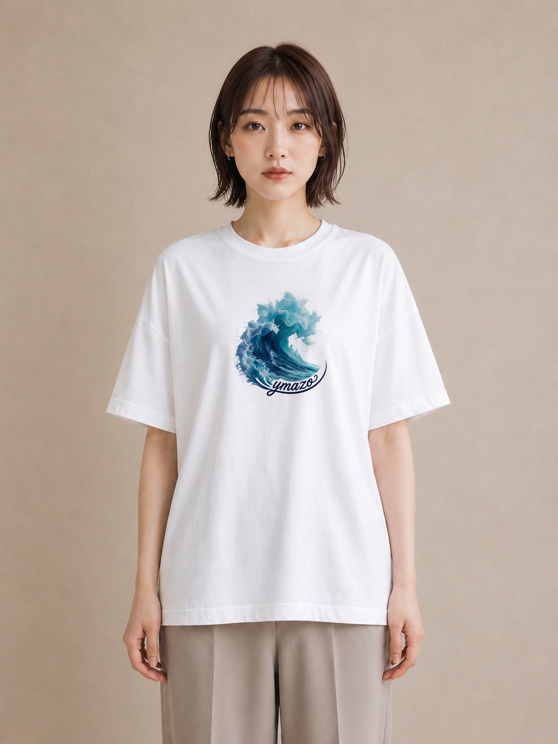プリントTシャツ レディース 波 星空 宇宙 イラスト ボタニカル 誕生日プレゼント 綿100 白T YMAZO