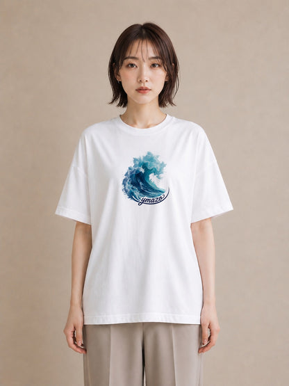 プリントTシャツ レディース 波 星空 宇宙 イラスト ボタニカル 誕生日プレゼント 綿100 白T YMAZO