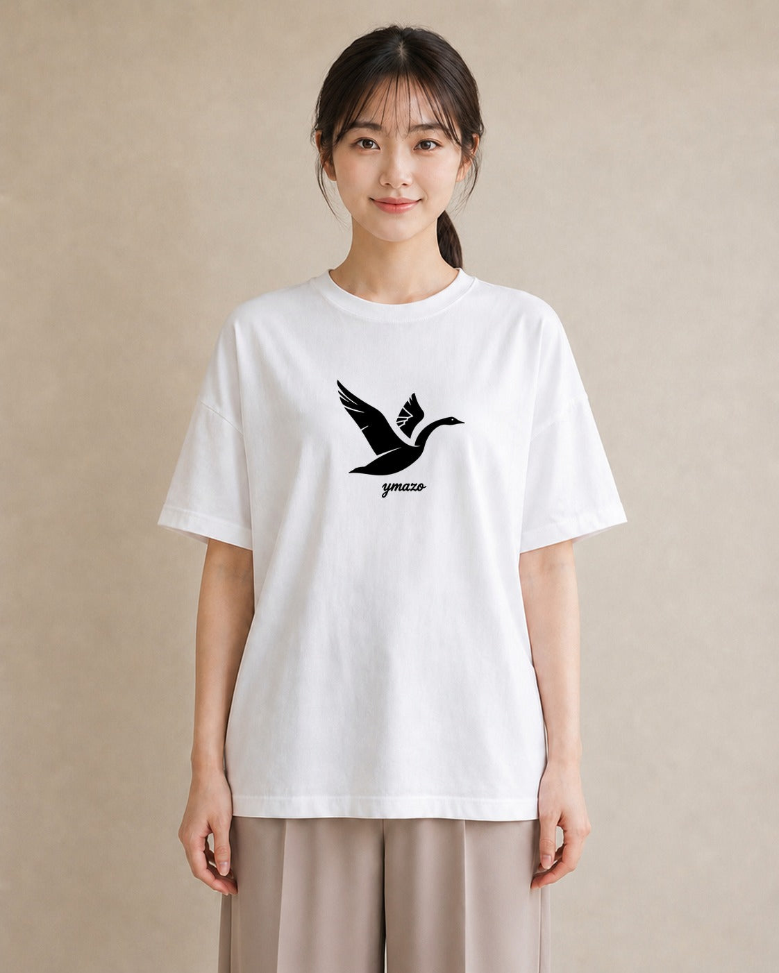 Tシャツ レディース 折り鶴 折り紙 ナチュラル アンティーク イラスト ポップ ルームウェア ギフト 白T YMAZO