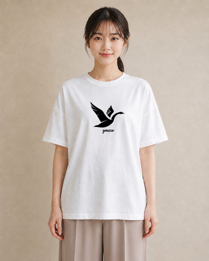 Tシャツ レディース 折り鶴 折り紙 ナチュラル アンティーク イラスト ポップ ルームウェア ギフト 白T YMAZO