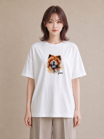 プリントTシャツ レディース 柴犬 しばいぬ 犬 いぬ イラスト ヴィンテージ風 ルームウェア ギフト 白T YMAZO