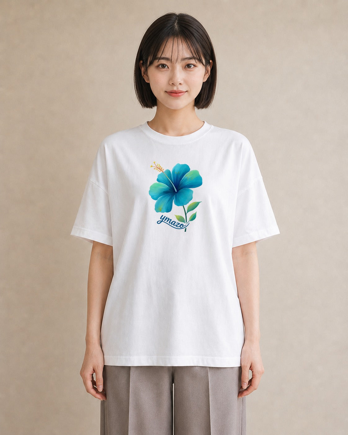 半袖Tシャツ レディース あさがお 朝顔 花 花柄 イラスト シンプル 夏コーデ 通学 白T