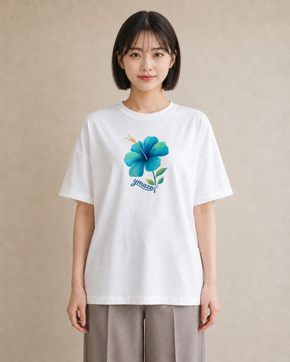半袖Tシャツ レディース あさがお 朝顔 花 花柄 イラスト シンプル 夏コーデ 通学 白T