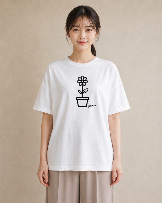 半袖Tシャツ レディース 観葉植物 ボタニカル 植物 イラスト 旅行コーデ お出かけ 普段着 白T YMAZO