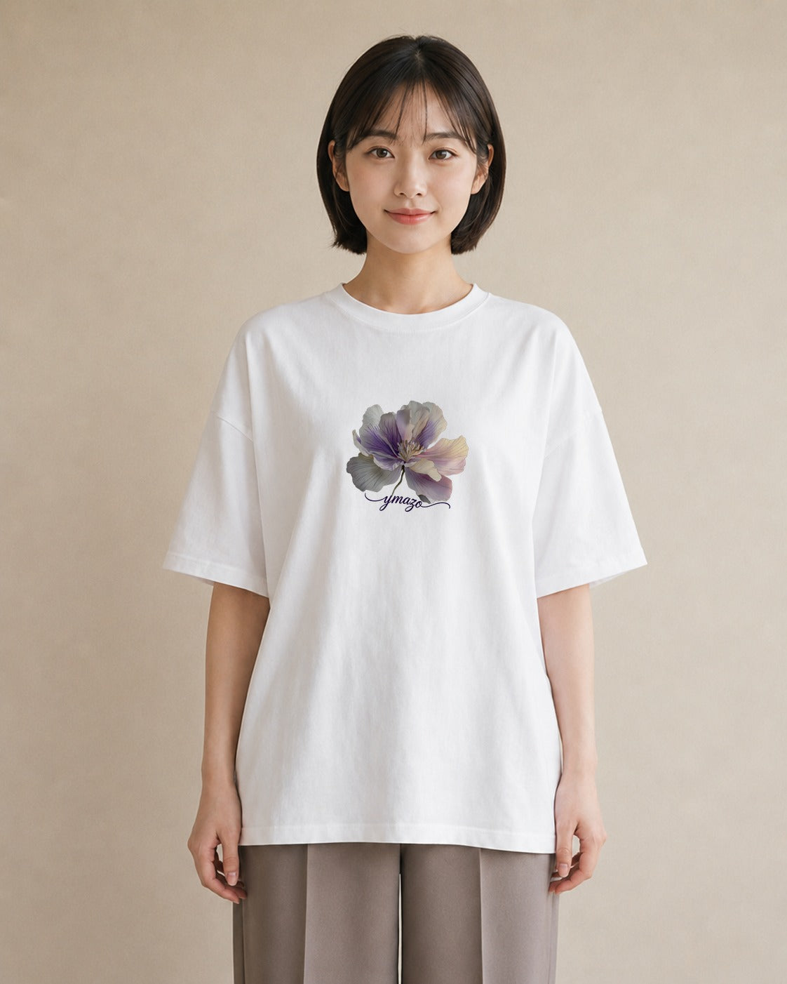 グラフィックTシャツ レディース コスモス 秋桜 花 花柄 イラスト カフェコーデ クリスマス 旅行 白T