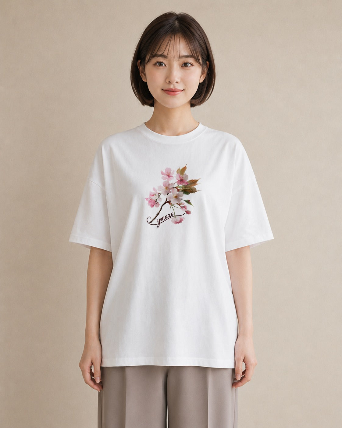 Tシャツ レディース さくら 桜 サクラ 花 花柄 イラスト レトロ 散歩 お出かけ 白T
