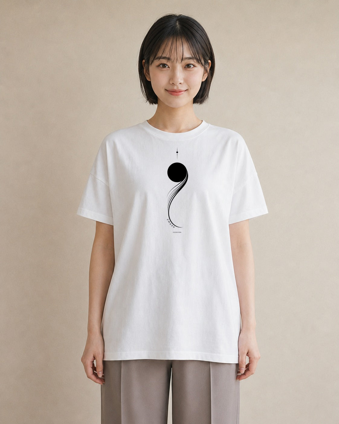 デザインTシャツ レディース 幾何学 ミニマル ジオメトリック イラスト ユニーク 夏コーデ 通学 白T YMAZO