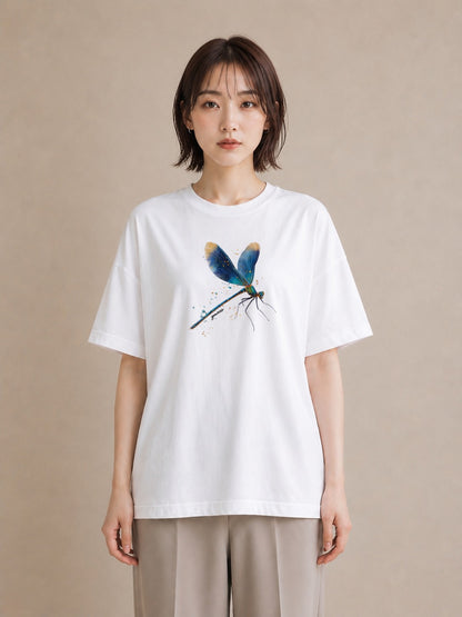 Tシャツ レディース ホタル 昆虫 虫 イラスト ラフカジュアル 買い物 夏コーデ 白T YMAZO