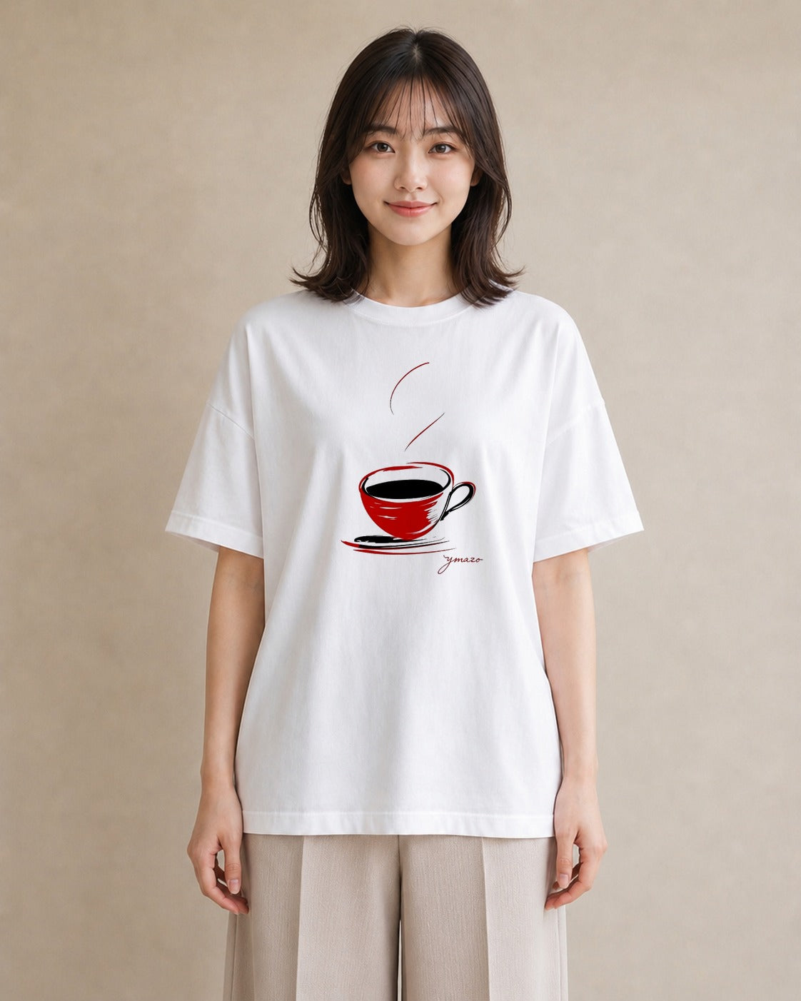 プリントTシャツ レディース コーヒー カフェ 珈琲 イラスト ヴィンテージ風 部屋着 女性向けギフト 白T YMAZO