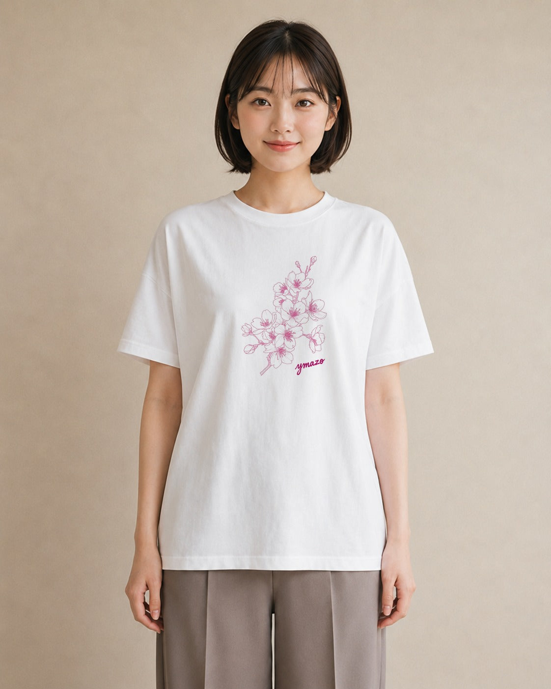 グラフィックTシャツ レディース さくら 桜 桜の枝 イラスト 可愛い ホワイトデー 春服 白T YMAZO