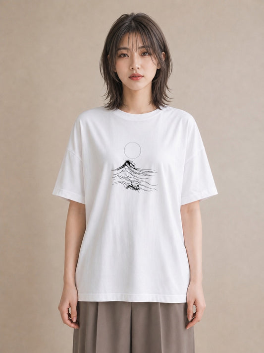 グラフィックTシャツ レディース 海 リゾート 夏 イラスト アート風 親子 20代 白T YMAZO