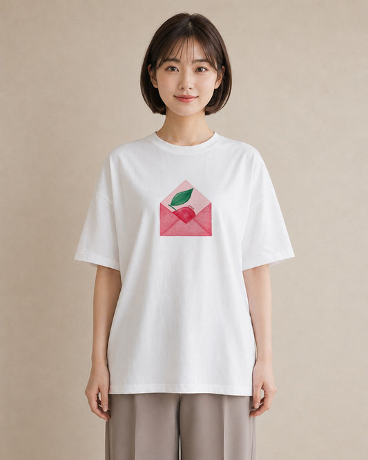 Tシャツ レディース 封蝋 手紙 アンティーク ナチュラル イラスト お洒落 カフェ巡り 女子会 白T YMAZO